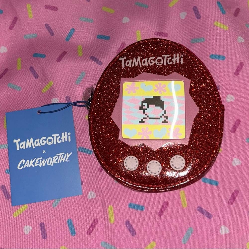 Tamagotchi x Cakeworthy Red Glitter Wallet